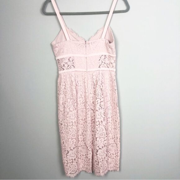 EXPRESS | Baby Pink Lace Bustier Fitted Slip Dress Midi Length Women’s Size 2 - Picture 8 of 11